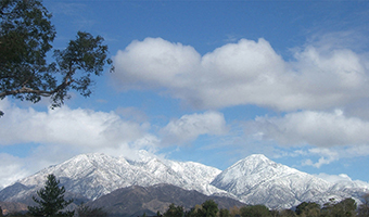 Snowy mountains near Claremont CA